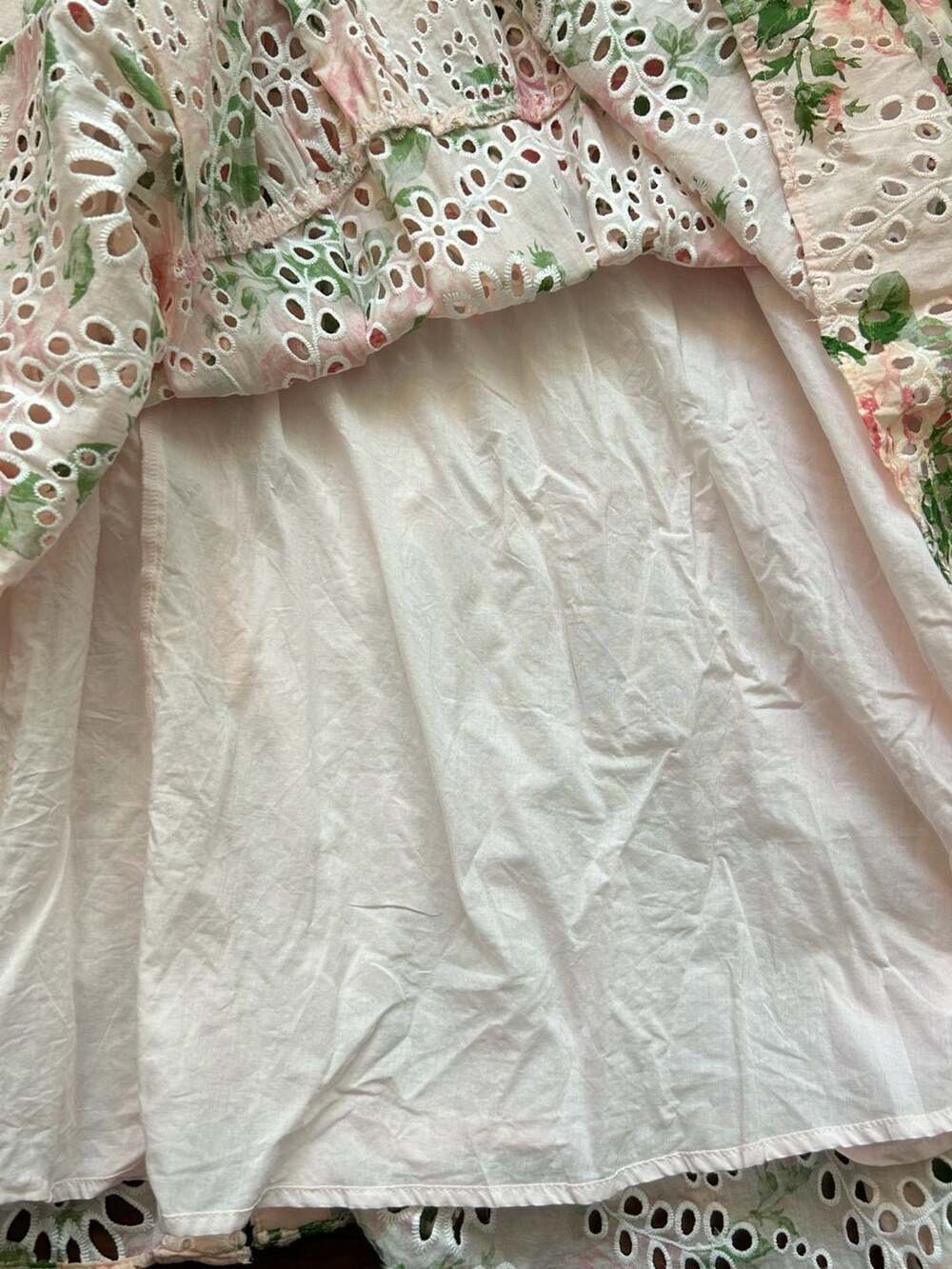 Rachel Parcell Pink Floral Eyelet Puff Sleeve Tiered Maxi Dress Cottagecore - Picture 13 of 14